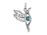 Rhodium Over Sterling Silver Oxidized Turquoise and Cubic Zirconia Hummingbird Pendant