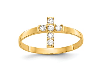 Picture of 14K Yellow Gold Cubic Zirconia Cross Baby Ring