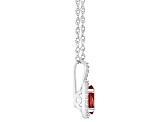 8x6mm Oval Garnet 1/7 ctw Diamond Rhodium Over Sterling Silver Halo Pendant with Chain