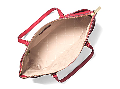 Michael Kors Large Charlotte Red Saffiano Leather Top-Zip Tote Bag