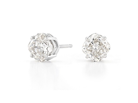 Cushion Cut White Lab-Grown Diamond H-I SI 14k White Gold Stud Earrings 1.50ctw