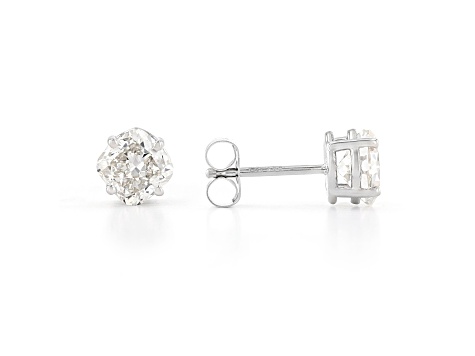 Cushion Cut White Lab-Grown Diamond H-I SI 14k White Gold Stud Earrings 1.50ctw