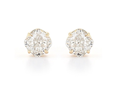 Cushion Cut White Lab-Grown Diamond H-I SI 14k Yellow Gold Stud Earrings 1.50ctw