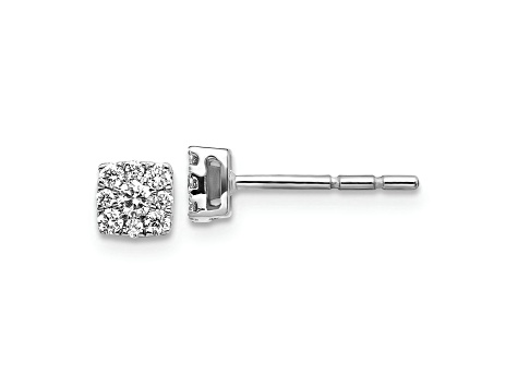 Rhodium Over 10k White Gold 6mm 0.24ctw Diamond Cluster Stud Earrings