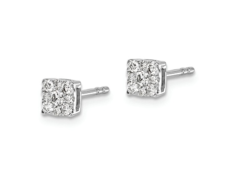 Rhodium Over 10k White Gold 6mm 0.24ctw Diamond Cluster Stud Earrings