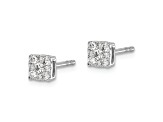 Rhodium Over 10k White Gold 6mm 0.24ctw Diamond Cluster Stud Earrings