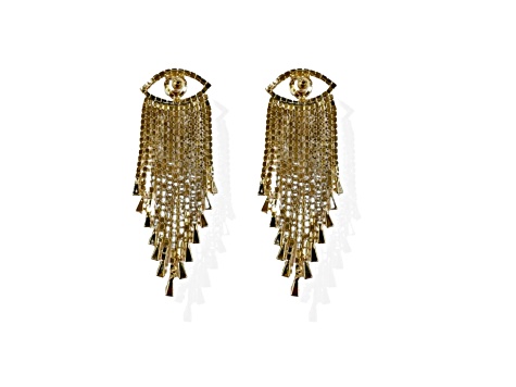 Off Park® Collection, Gold-Tone Evil Eye Graduated Fringe CZ Crystal Earrings.