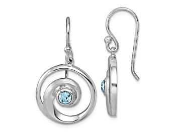 Picture of Rhodium Over Sterling Silver Polished Crystal Wave Dangle Earrings