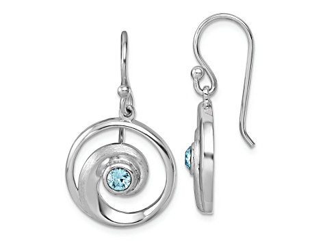 Rhodium Over Sterling Silver Polished Crystal Wave Dangle Earrings