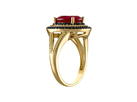 Red Mahaleo® Ruby 14K Yellow Gold Over Sterling Silver Ring 3.87ctw