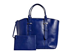 Alexander McQueen Large Leather Legend Tote Bag with Bonus Pouch in Blue