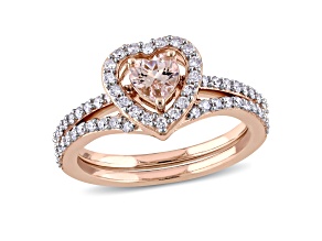 Morganite and Diamond 10K Rose Gold Ring 0.99ctw