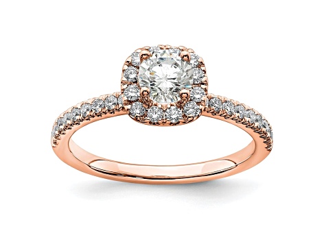 14K Rose Gold Eternal Promise Lab Grown Diamond Halo Complete Ring 0.75ctw
