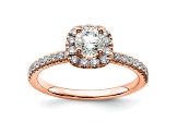 14K Rose Gold Eternal Promise Lab Grown Diamond Halo Complete Ring 0.75ctw