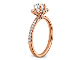 14K Rose Gold Eternal Promise Lab Grown Diamond Halo Complete Ring 0.75ctw