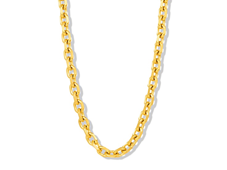 Invicta Jewelry Men's Knife Edge Oval Link Yellow Chain Necklace (10.6mm) - 24"
