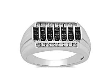 Picture of Black and White Diamond Rhodium Over Sterling Silver Mens Ring 0.50ctw
