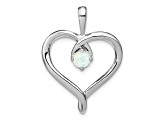 Rhodium Over 14k White Gold Lab Created Opal Heart Pendant