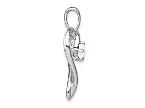 Rhodium Over 14k White Gold Lab Created Opal Heart Pendant