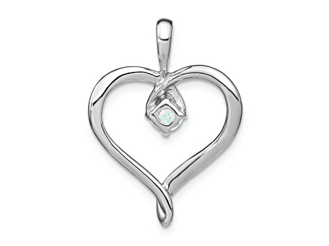Rhodium Over 14k White Gold Lab Created Opal Heart Pendant