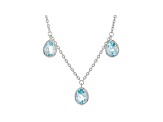 Judith Ripka 3ctw Blue Topaz Rhodium Over Sterling Silver Teardrop Necklace