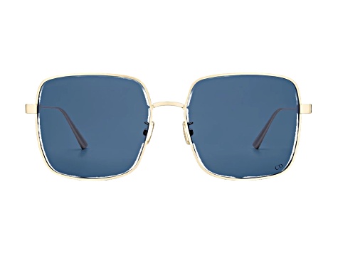 Dior Cannage SIU Gold Square Frame / Blue Lenses Sunglasses
