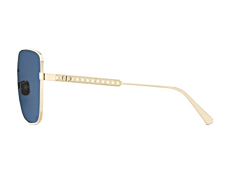 Dior Cannage SIU Gold Square Frame / Blue Lenses Sunglasses