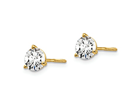 14K Yellow Gold Lab Grown Diamond 1ct. VS/SI GH+, 3 Prong Screwback Earrings