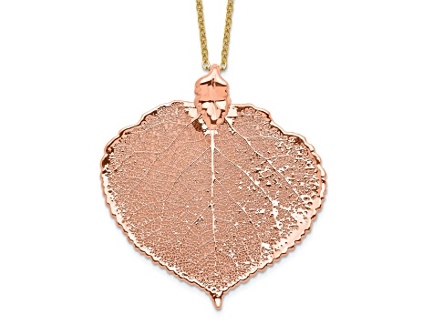 Copper Dipped Aspen Leaf with 20 Inch Gold-plated Necklace