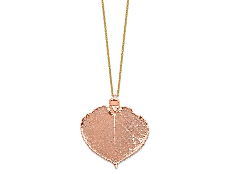 Copper Dipped Aspen Leaf with 20 Inch Gold-plated Necklace
