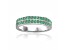 Emerald Sterling Silver Double Row Eternity Band Ring, 0.75ctw