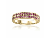 Ruby 14K Yellow Gold Over Sterling Silver Double Row Eternity Band Ring, 0.75ctw