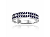 Blue Sapphire Sterling Silver Double Row Eternity Band Ring, 0.75ctw