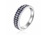 Blue Sapphire Sterling Silver Double Row Eternity Band Ring, 0.75ctw