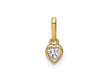 Picture of 14K Yellow Gold Cubic Zirconia Heart Dangle Pendant