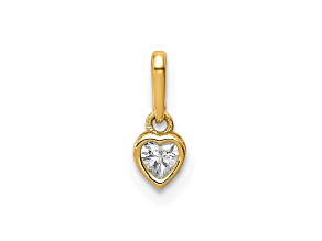14K Yellow Gold Cubic Zirconia Heart Dangle Pendant