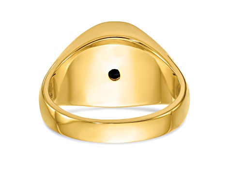 10K Yellow Gold Men's Grooved Onyx Blue Lodge Master Masonic