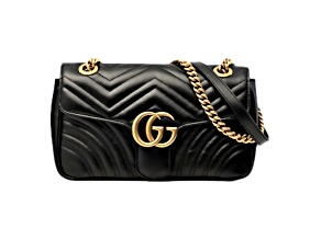 Gucci GG Marmont Black Leather Small Shoulder Bag