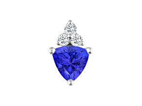 14K White Gold Trillion Tanzanite and Diamond Pendant 0.71ctw