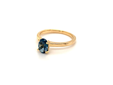 Oval London Blue Topaz 14K Yellow Gold Over Sterling Silver Ring 0.87ctw