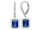 Lab Created Sapphire Sterling Silver Dangle Earrings 4.78ctw