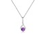 Round Amethyst and White Sapphire Sterling Silver Pendant With Chain