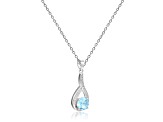 Round Blue Topaz and White Sapphire Sterling Silver Pendant With Chain