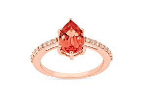 14K Rose Gold Over Sterling Silver Lab Created Padparadscha Sapphire and Moissanite Ring 1.64ctw