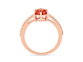 14K Rose Gold Over Sterling Silver Lab Created Padparadscha Sapphire and Moissanite Ring 1.64ctw