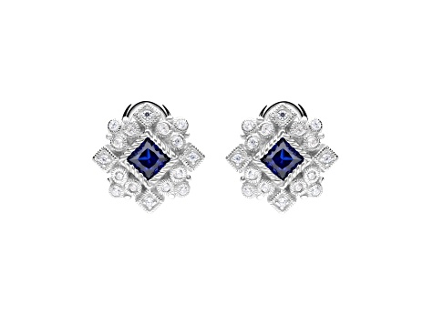 Judith Ripka 0.85ctw Lab Blue Sapphire and 0.50ctw Bella Luce® Sterling Silver Stud Earrings