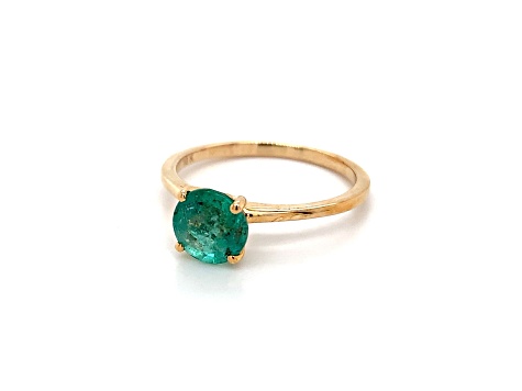 10K Yellow Gold Round Emerald Ring 1.25ct