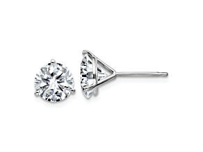 Rhodium Over 14K White Gold 2.50ct. 7.0mm Round G H I True Light Moissanite Earrings