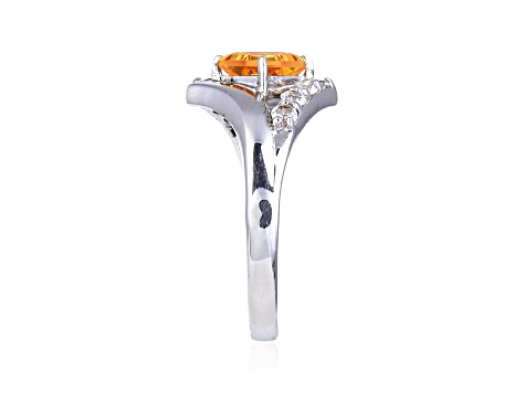 Square Citrine with White Topaz Accents Sterling Silver Ring, 0.93ctw