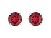 5mm Round Created Ruby Rhodium Over 10k White Gold Stud Earrings